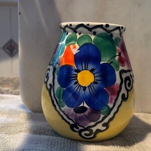Hand-Painted Floral Vase from Czechoslovakia